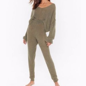 NastyGal Sunday Mornings Knitted Jogger Set